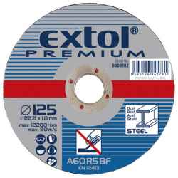 EXTOL PREMIUM vágókorongok fémhez 115x1,0x22,2mm, max 13300 ford/perc 5db/csomag