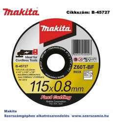 Vágókorong INOX 115 x 0,8 mm T2 MAKITA (MK-B-45727)