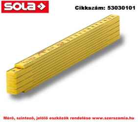 Műanyag mérővessző 2m HK 2/10 G sárga, EK-osztály 3 SOLA