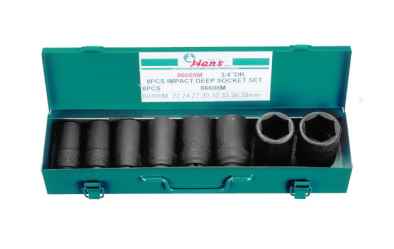 HANS 3/4˝ gépi hosszú dugókulcsfej készlet 8r. 22-38x90mm 86608M